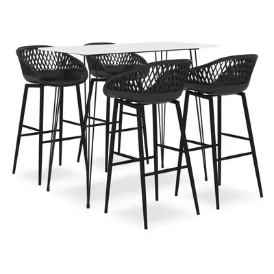 vidaXL Bar Set Piece White and Black Kitchen Dining Room Chair Stool Table