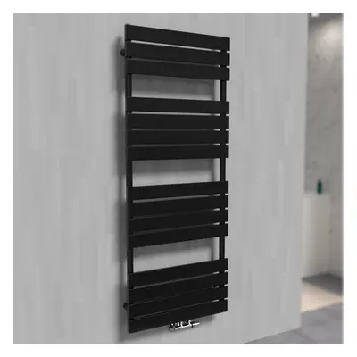 Nes Home x mm Designer Towel Radiator Black Single Flat Tube