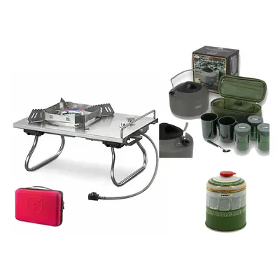 CARP FISHING STOVE + 1.1L Kettle + Set Pots Cups Tea + GAS