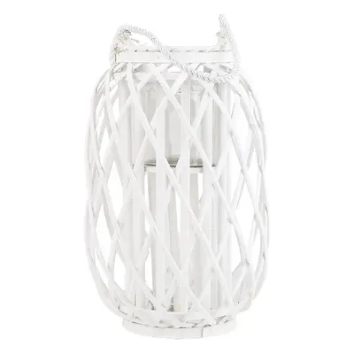 Wooden Candle Lantern cm White MAURITIUS