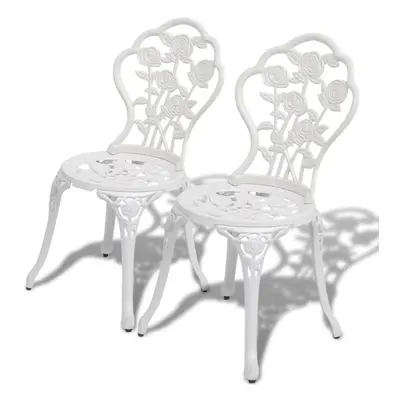 vidaXL pcs Bistro Chairs Outdoor Patio Dining Chairs White Cast Aluminium