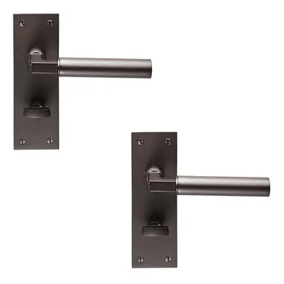 2x PAIR Round Bar Handle on Slim Bathroom Backplate x 50mm Matt Bronze