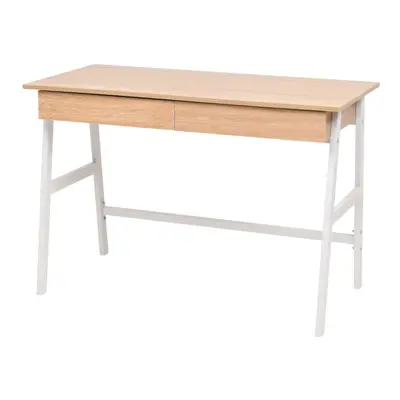 vidaXL Writing Desk Oak and White with Drawers Home Study Table Furniture