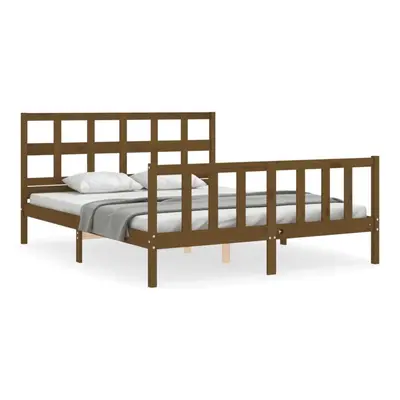 (honey brown, x cm) vidaXL Bed Frame Bed Base Platform Bed with Headboard Grey Single Solid Wood