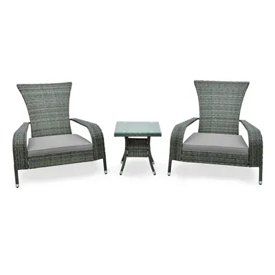 3-Piece Wicker Adirondack Set Ergonomic Rattan Chairs w/ Coffee Table