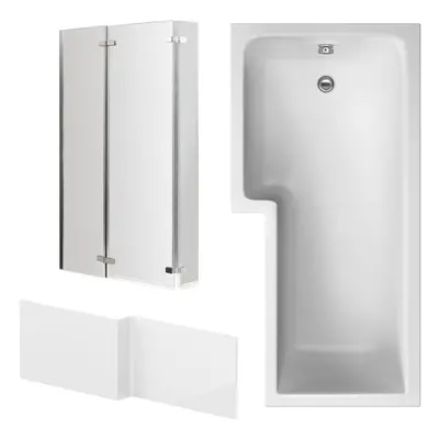 Bath Suite-L Shape Bath, Panel and Fixed Screen with Double Hinge- Left Hand