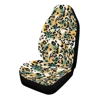 (Multicolor Leopard) 1PC Universal Front Seat Covers Set Fit For Auto Car SUV Trucks