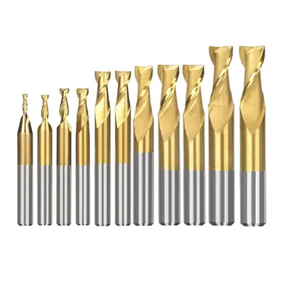 11pcs HSS Milling Cutter Flute Spiral End Mill for Wood Metal Aluminum Tool CNC Router Bit