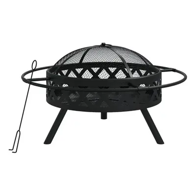 vidaXL Fire Pit Fire Bowl Outdoor Fireplace Patio Heater with Poker Steel