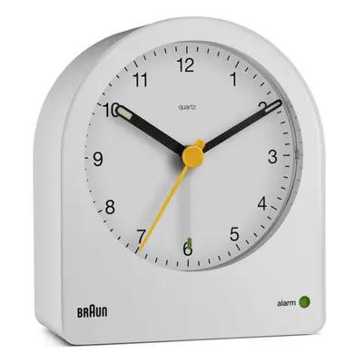 Braun Classic Analogue Alarm Clock, Snooze and Continuous Backlight, White, BC22W