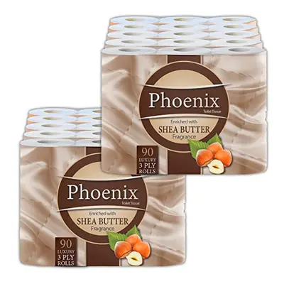 Phoenix Soft Luxury Toilet Rolls Bulk Buy ? Shea Butter Fragranced Toilet Paper - Quilted White 