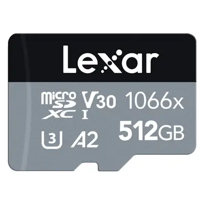 Lexar Professional 1066x 512GB microSDXC UHS-I Card w/ SD Adapter SILVER Series, Up to 160MB/s R