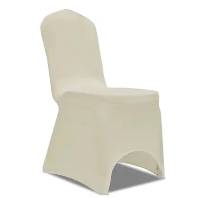 vidaXL 100x Stretch Chair Covers Cream Banquet Party Seat Slipcover Protector