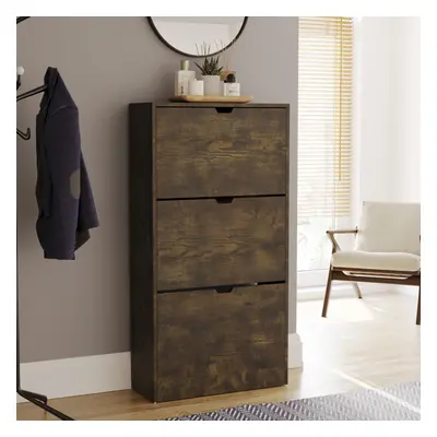 (Dark Wood) Drawer Shoe Cabinet Hall Storage (FSC 100%)