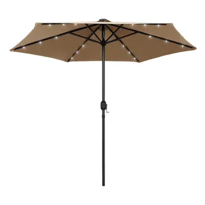 vidaXL Parasol with LED Lights and Aluminium Pole 270cm Taupe Outdoor Umbrella