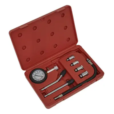 8 Piece Petrol Engine Compression Test Kit - 63mm Gauge - Connectors & Adaptors