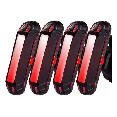 (White Red Light) Waterproof Bike Tail 500mAh Rear USB Charging Modes Flashlight With COB Lamp