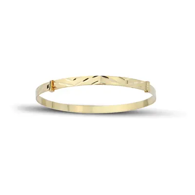 Jewelco London 9ct Yellow Gold - 3mm Patterned Expandable Baby Bangle Bracelet - 42mm-54mm - BNN