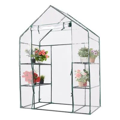 Walk-in Greenhouse w/ Tiers Shelves PVC Cover x x cm