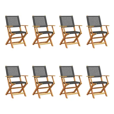 (black, pcs) vidaXL Garden Chairs Outdoor Dining Chair Solid Wood Acacia and Poly Rattan