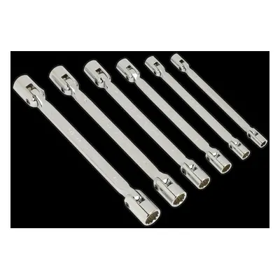 Double Flexi-Head Socket Spanner Set 6pc Fully Polished Metric