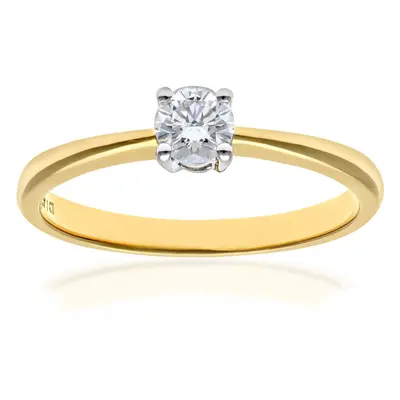 (J) Jewelco London 18ct Yellow Gold Engagement Ring, IJ/I Certified Diamond, Round Brilliant, 0.