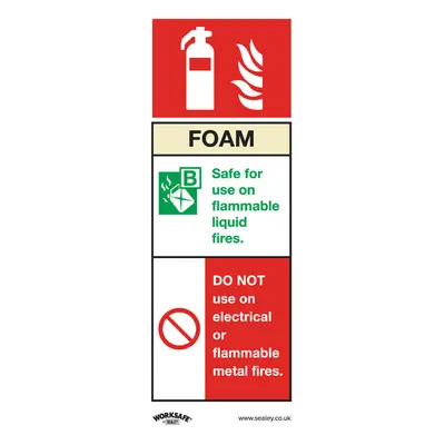 10x FOAM FIRE EXTINGUISHER Safety Sign - Rigid Plastic x 210mm Warning