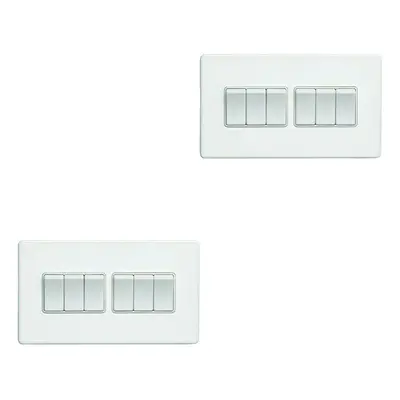 2 PACK Gang Multi Light Switch SCREWLESS MATT WHITE Way 10A Slim Rocker