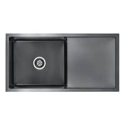 vidaXL Handmade Kitchen Sink Black Stainless Steel Under-mount Kitchen Basin