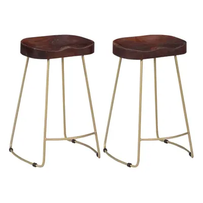 vidaXL 2x Solid Mango Wood Gavin Bar Stools 45x40x62cm Kitchen Dining Seat