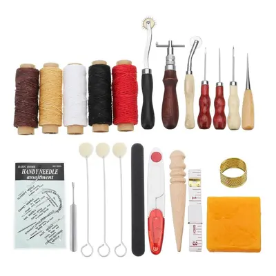 31Pcs Sewing Kit Needle Thread Cutter Leather Hollow Awl Polish Tool Handcraft