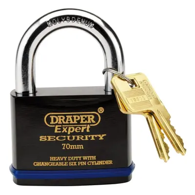 Heavy Duty Padlock and Keys with Super Tough Molybdenum Steel Shackle, 70mm