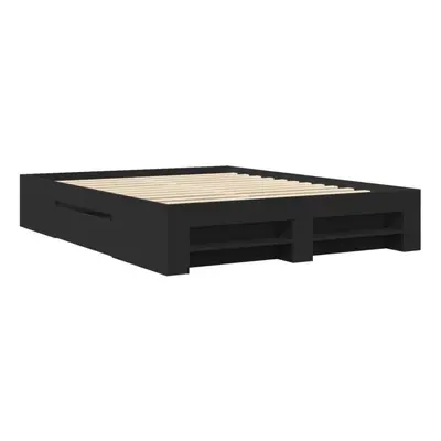 vidaXL Bed Frame Bed Base Mattress Foundation Black 160x200 cm Engineered Wood