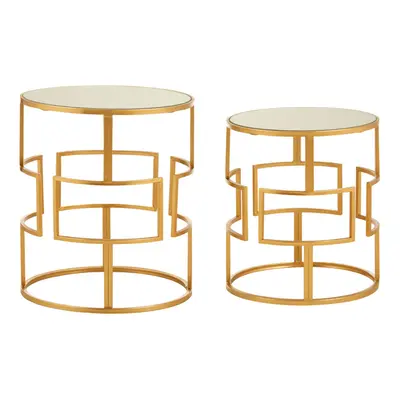 Premier Housewares Avantis Set of Gold Metal/Round Side Tables