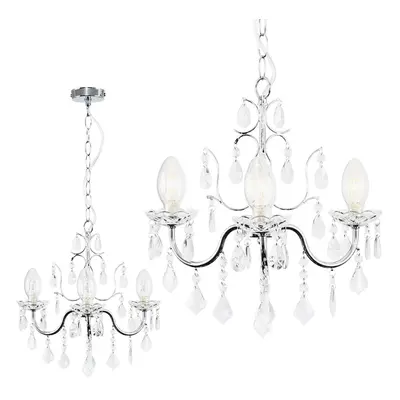 ValueLights Varuna Glass Droplet IP44 Chandelier Pendant Ceiling Light