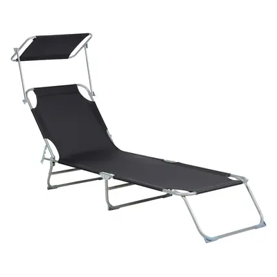 Sun Lounger Metal Black FOLIGNO