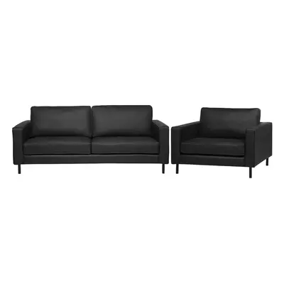 Leather Living Room Set Black SAVALEN