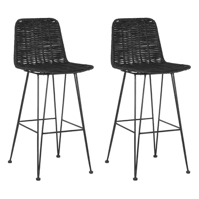 Set of Bar Chairs CASSITA Rattan Black