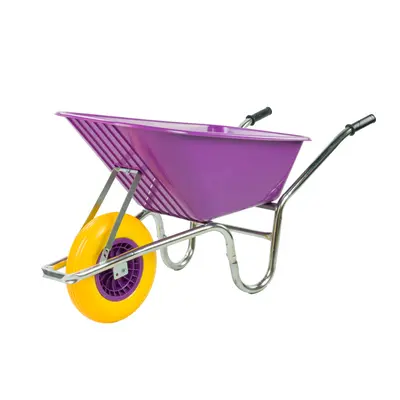 (Purple - 110L Wheel barrow single wheel) KCT Litre Garden Steel Wheelbarrows Reinforced Tyre