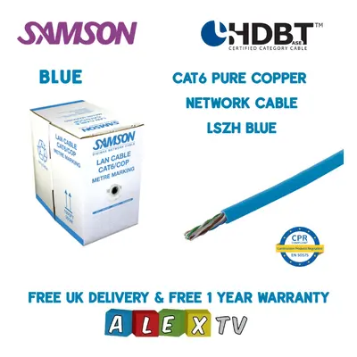 305m Samson CAT6 Pure Copper LSZH BLUE Internal Network Cable HDBaseT Certified