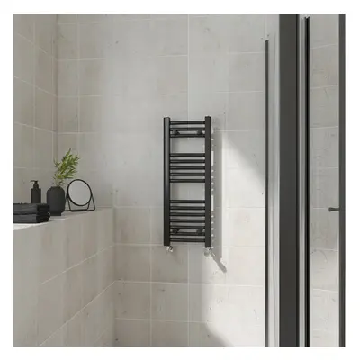 (Curved, 800x300mm) Warmehaus Heated Towel Rail Black Bathroom Ladder Style Radiator Central Hea