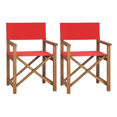 (red) vidaXL Director's Chair Outdoor Home Garden Folding Chair Seat Solid Teak Wood