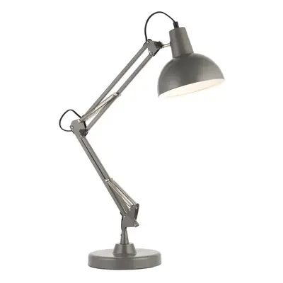 Slate Grey Steel Table Lamp Task Light - Inline Switch - Adjustable Desk Light