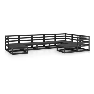 vidaXL Solid Pinewood Garden Lounge Set Piece Black Sofa Seating Outdoor