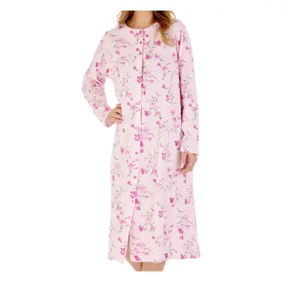 (Pink, UK 24/26) Slenderella Ladies Floral Cotton Jersey Button Down Nightdress