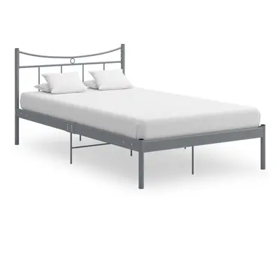 vidaXL Bed Frame Grey Metal Home Bedroom Furniture Bedstead Double Bed Base