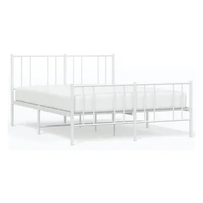 (white, x cm/with headboard & footboard) vidaXL Metal Bed Frame with Headboard Bed Base Mattress