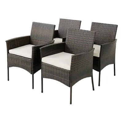 Patio Dining Chair Set of PE Wicker Chairs w/ Removable Cushions