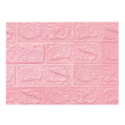 (Pink) 20Pcs/Set 3D Brick Wall Sticker Self-adhesive Panel Decal Waterproof PE Foam Wallpaper fo