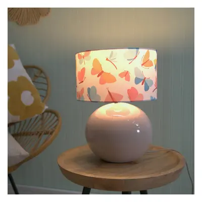 ValueLights Bosco Natural Stone Ceramic Table Lamp and Butterfly Shade